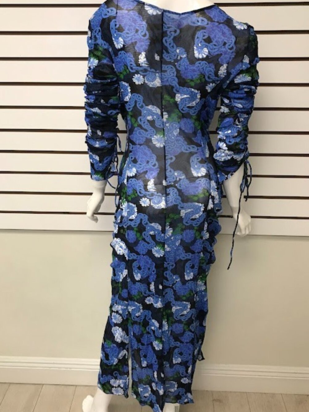 NWT Diane Von Furstenberg Corinne Dragon Dance Dress Blue Floral Print XL - Picture 2 of 11